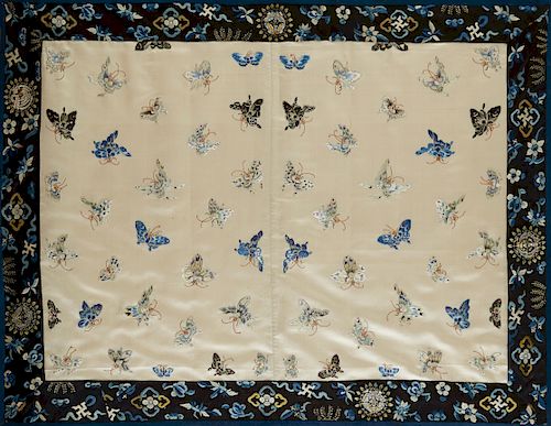 Early 20th C. Chinese Silk Butterfly Embroidery