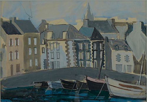 Anne Redpath "Boats at Treboul" Watercolor Gouache