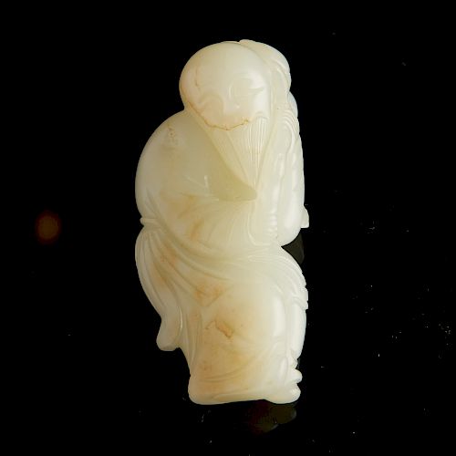 18th c. Chinese White Jade Carving of Immortal