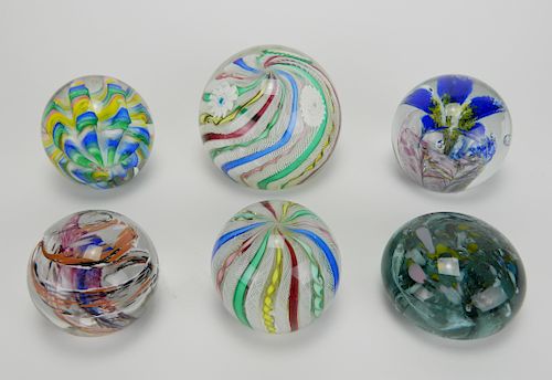 6 Art Glass paperweights