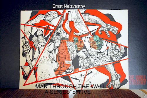 Ernst Neizvestny Man Through The Wall Lithograph 42/185