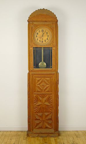 Tramp Art grandfather clock