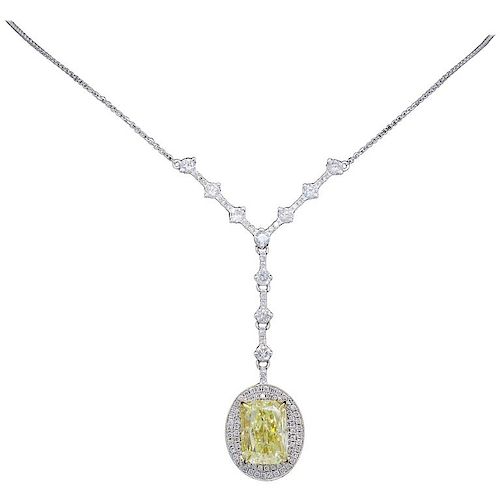 5.15 Carat GIA Certified Natural Fancy Yellow Diamond Necklace