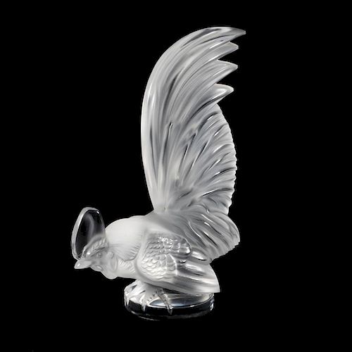 A LALIQUE CLEAR AND FROSTED GLASS COQ NA