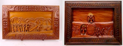 2 Early 20th c American carved plaques