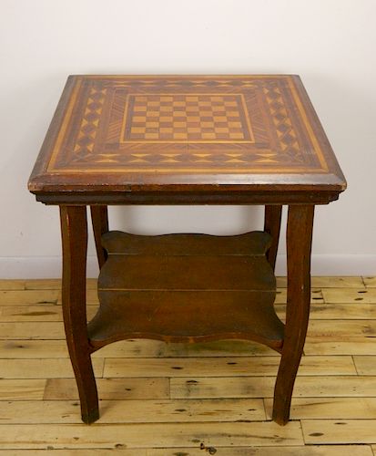 Folk art in-laid game table