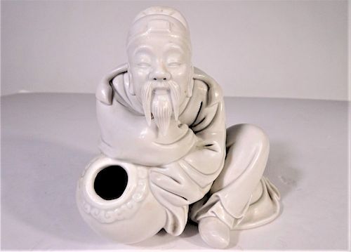 Signed Chinese Blanc de Chine Seated Immortal