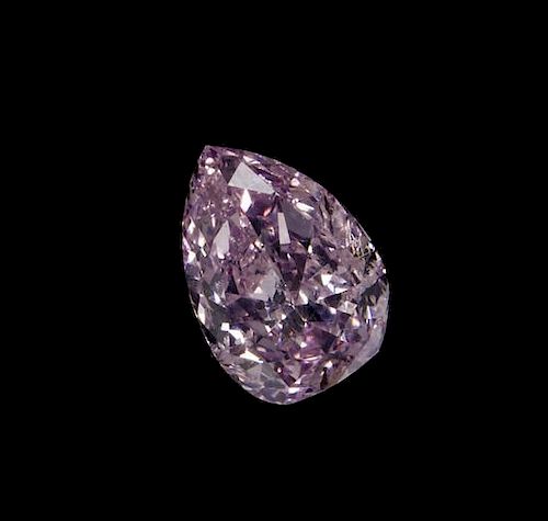 A 0.88 Carat Pear Shape Fancy Intense Purplish Pink Diamond,