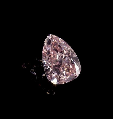 A 1.34 Carat Pear Shape Fancy Intense Pink Diamond,