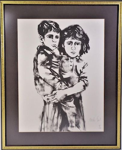 Signed Lithograph, Siblings
