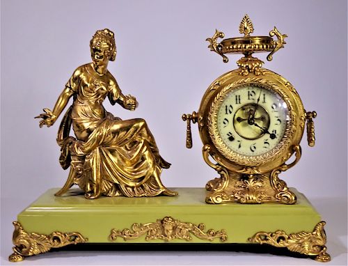 1900 Gilt Bronze New Haven "Flower Girl" Clock