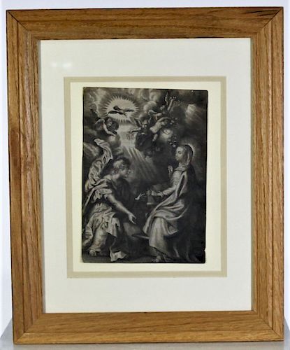18th C Old Master Engraving, The Annunciation