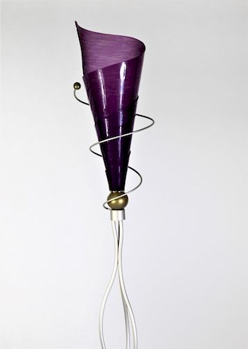 Purple Lucite & Metal Floor Lamp