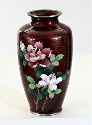 Japanese Red Cloisonné  Vase