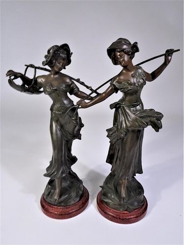 Pair of 19th Century French "Flora" Bronze Statues