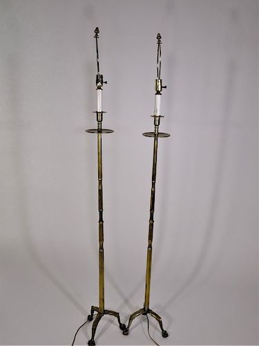 Pair of Gilt Brass Floor Lamps