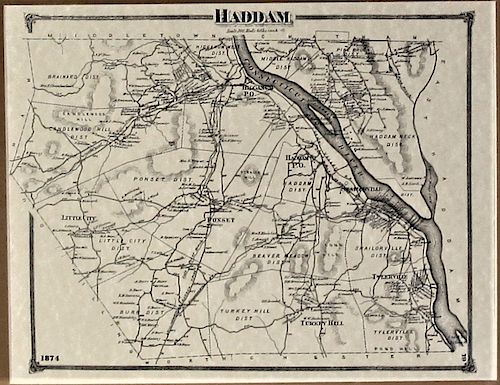 Haddam 1874 Sealed Map, Connecticut