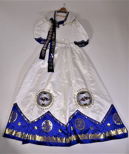 Chinese Blue and White Silk Long 2 pc. Robe
