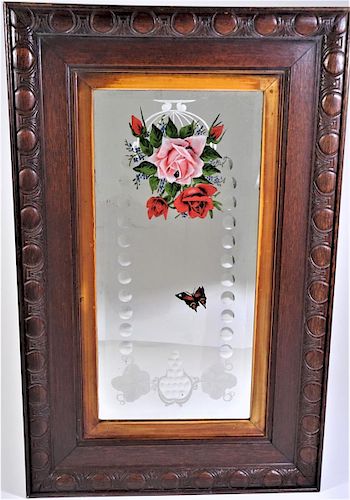 Antique Etched Floral Mirror