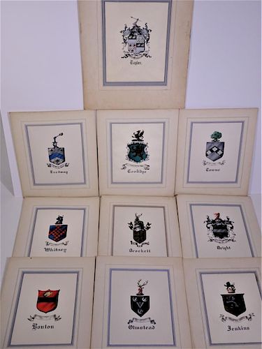 10 Original Hand-Painted Family Coat of Arms