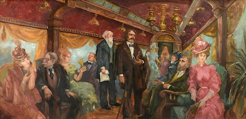 AMERICAN SCHOOL (19th/20th Century) A PAINTING, "Gilded Age Train Cabin,"