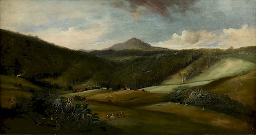 GEORGE CHAMBERS JR. (English 1829-1878) A PAINTING, "Mariobos Volcano," CIRCA 1862,