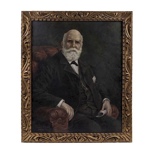 SIGNED "EDUARD KLENK". PORTRAIT OF A GENTLEMAN, CIRCA 1920. Oil on canvas. Signed and dated "MEXICO, 1925".