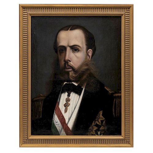 PORTRAIT OF EMPEROR MAXIMILIANO I OF MEXICO (1831 - 1867) MEXICO, 19TH CENTURY. Oil on canvas. Signed and dated: "Ayala" 1866. 