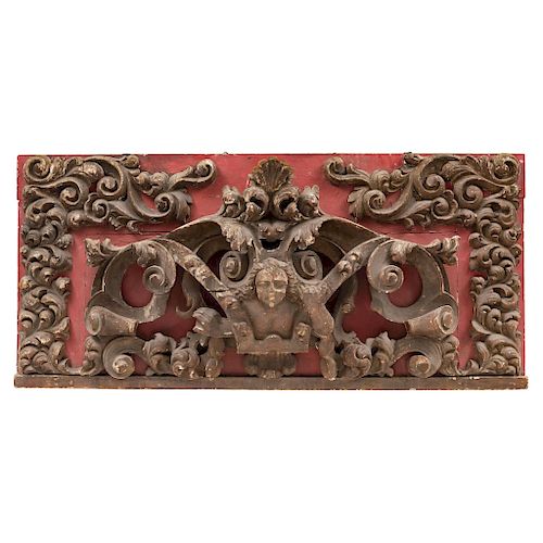 RELIEF. MEXICO, 18TH CENTURY. Carved wood, decorated with motifs shaped infant, seashell, rockeries. 