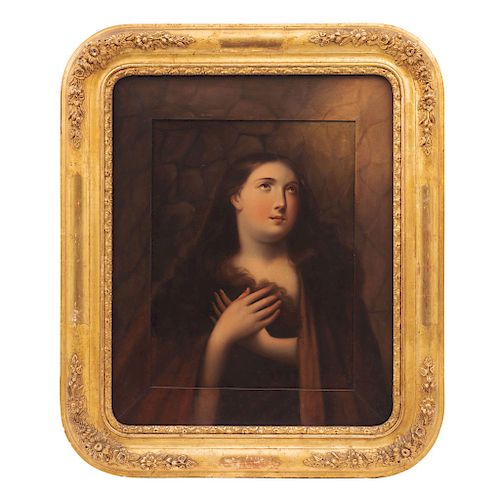 MARY MAGDALENE. MEXICO, END OF THE 19TH CENTURY. Oil on zinc blade. 