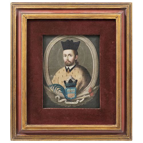 MANUEL CARO (MEXICO, ACTIVE 1781 - 1820). SAINT JOHN OF NEPOMUK. Oil on canvas. Signed.