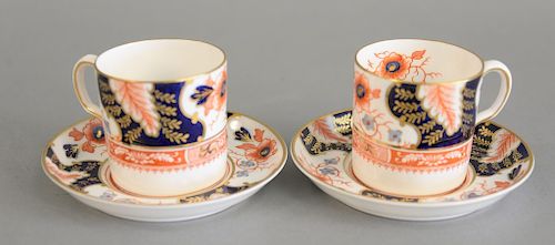 Set of ten royal crown Derby Imari coffee cups and saucers, Battersea pattern, early 20th century, iron red printed marks and dated ...