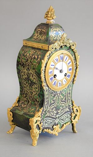 Regence style green ormolu mounted and stained tortoiseshell Boulle marquetry mantel clock, movement signed E. White, 3 Cockspur Str...