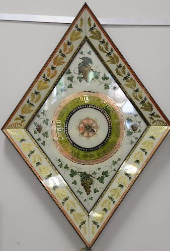 Charles X Verre Eglomise wall barometer, France, 19th century with diamond form with glass panels. 39" x 27".