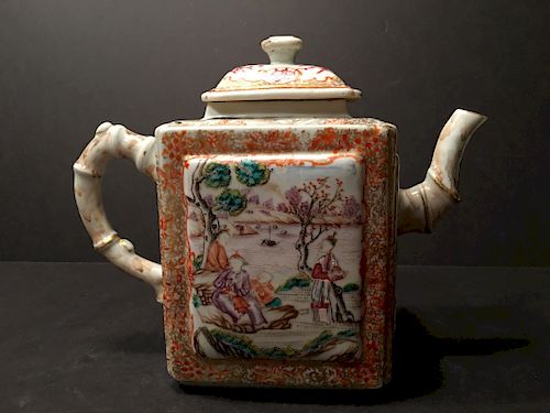 ANTIQUE Rare Huge Chinese Mandarin Palette Teapot, 18th C, Qianlong
