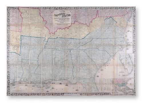 AN ANTIQUE CIVIL WAR MAP, "Colton's Map of the Southern States," NEW YORK, CIRCA 1862,