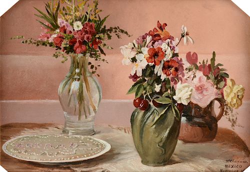 CONRAD WISE CHAPMAN (American 1842-1910) A PAINTING, "Study of Flowers + Pie," NOVEMBER 26, 1903,