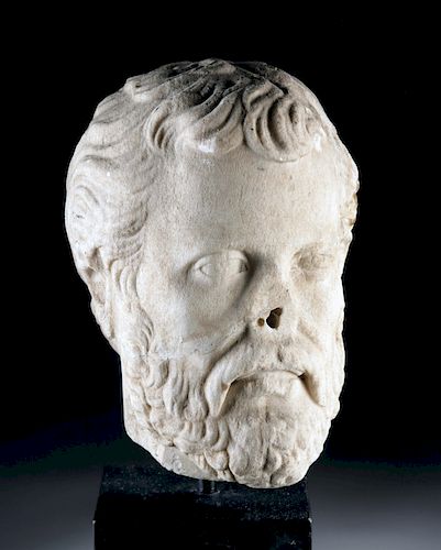 Roman Near Lifesize Marble Head of a Philosopher