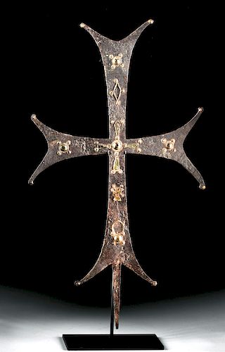 Byzantine Iron w/ Brass Military Processional Cross