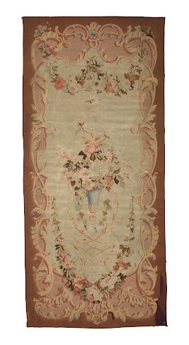 A NAPOLEON III AUBUSSON SILK AND WOOL ENTRE FENETRE TAPESTRY PANEL, THIRD QUARTER 19TH CENTURY,
