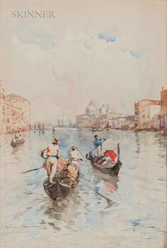 Paolo Sala (Italian, 1859-1924)  Gondole Veneziane