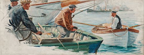 Anton Otto Fischer (American, 1882-1962)  News from the Harbor Master