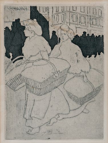 Théophile Alexandre Steinlen (French/Swiss, 1859-1923)  Blanchisseuses reportant l'ouvrage