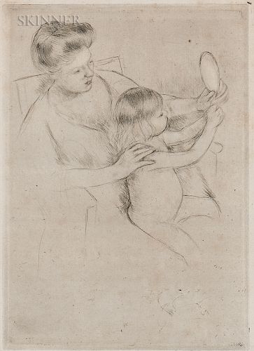Mary Cassatt (American, 1844-1926)  Looking into the Hand Mirror No. 2