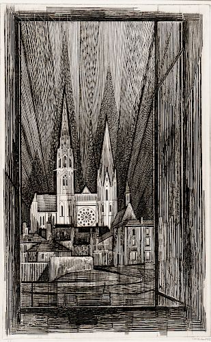 Armin Landeck (American, 1905-1984)  Chartres Cathedral
