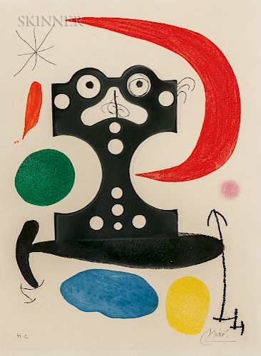 Joan Miró (Spanish, 1893-1983)  Monument to Christopher Columbus and to Marcel Duchamp