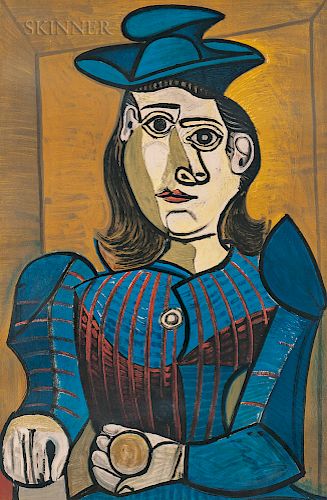 After Pablo Picasso (Spanish, 1881-1973)  Buste de femme au chapeau bleu (Dora Maar)