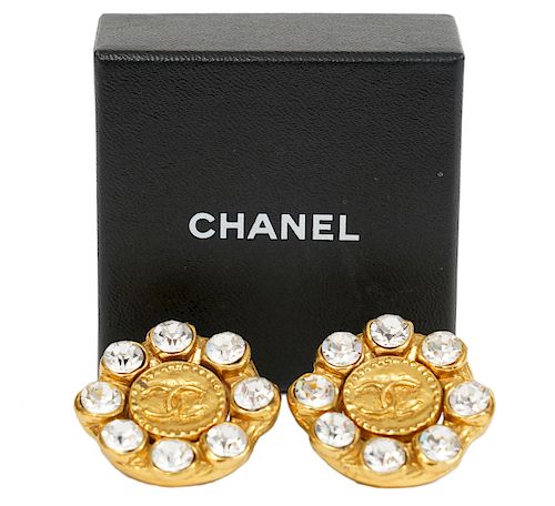 Chanel CC & Crystal Vintage 1970 Earrings