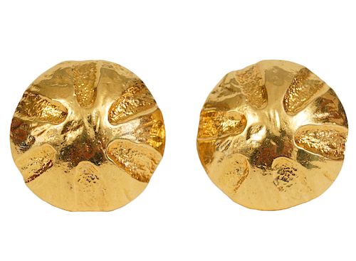 Chanel Gold Tone Sculptured Vintage Earrings