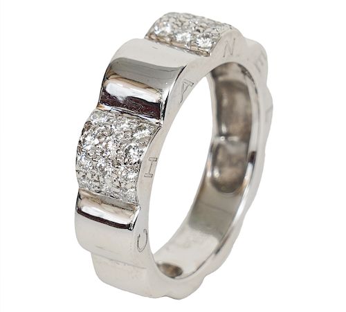 Chanel 18k WG & Diamond 'Flower' Band Ring